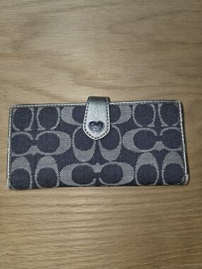 Coach Denim Signature Card Holder Wallet